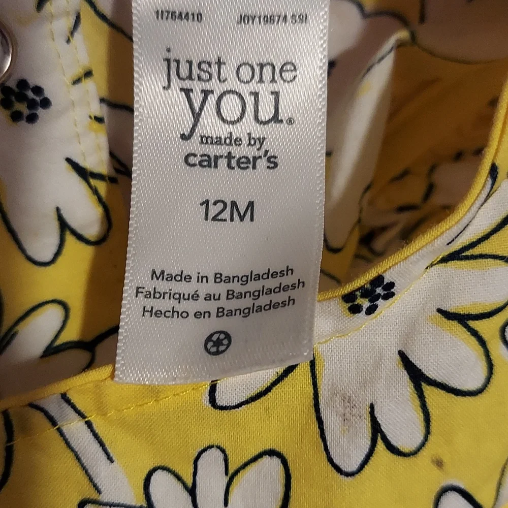 🎁 10/$25  Yellow floral dress,  12 months,  Carter's
